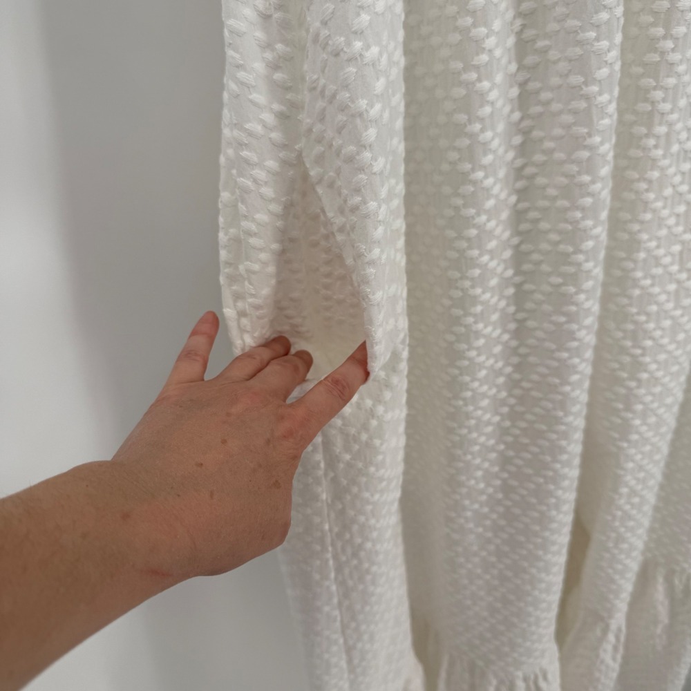 Sonnet James Ava White Textured Cotton Maxi Dress Flutter Sleeves Size Small - Picture 4 of 11